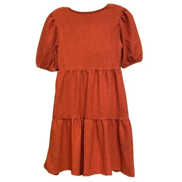 New CRYSTAL DOLL Dress Womens XS Shift Tiered Short Sleeve NWT - Picture 2 of 6